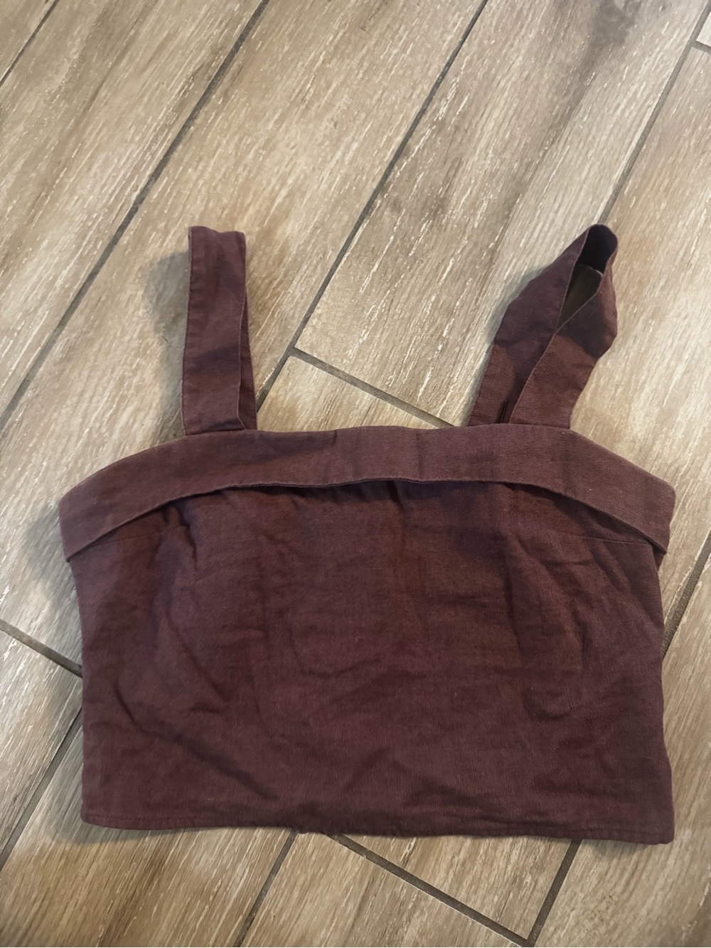 Abercrombie & Fitch Brown Square-Neck Ribbed Crop Tank